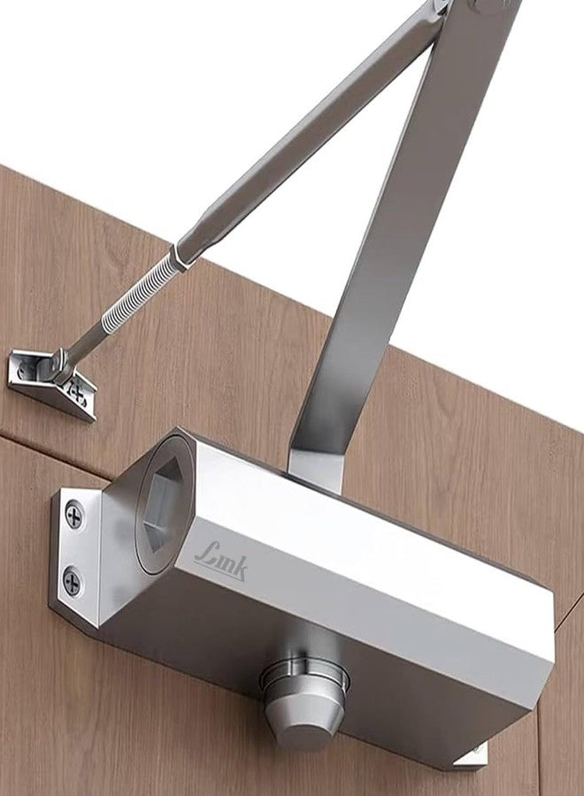 Link Surface Door Closer - 65 kg Capacity, Aluminium Body, Compact Design, Silver Finish, 3 Years Warranty - Image 2